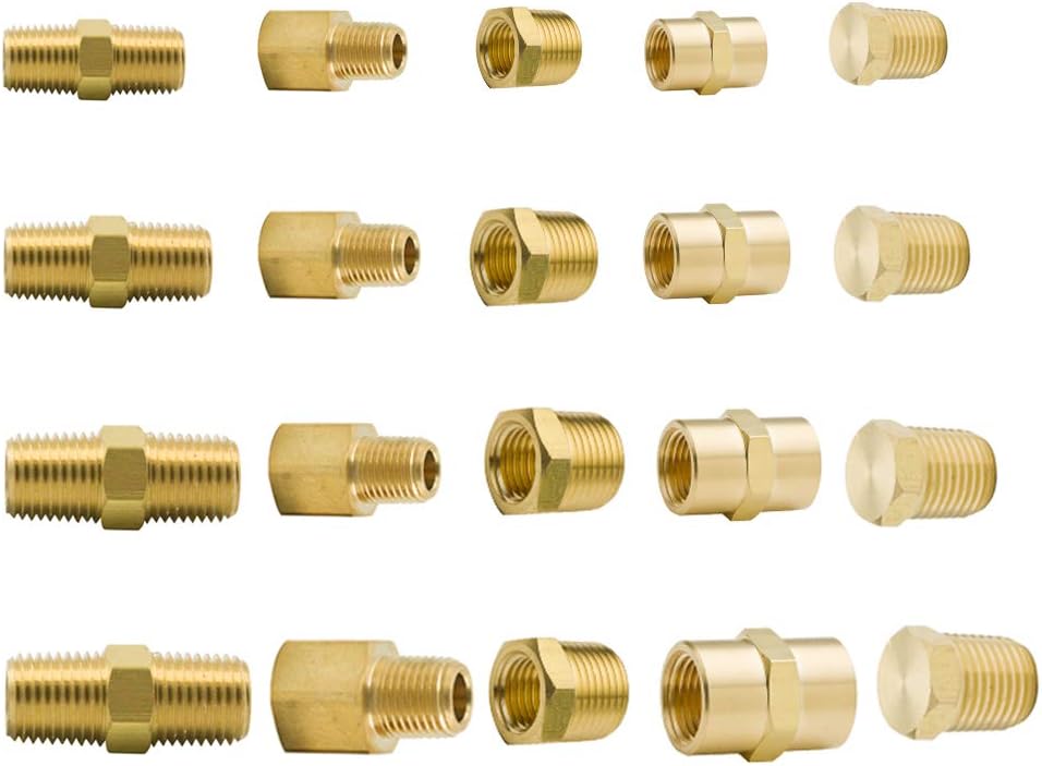 MeiChi 64pcs Brass Pipe Fitting Assortment Kits for 1200 PSI