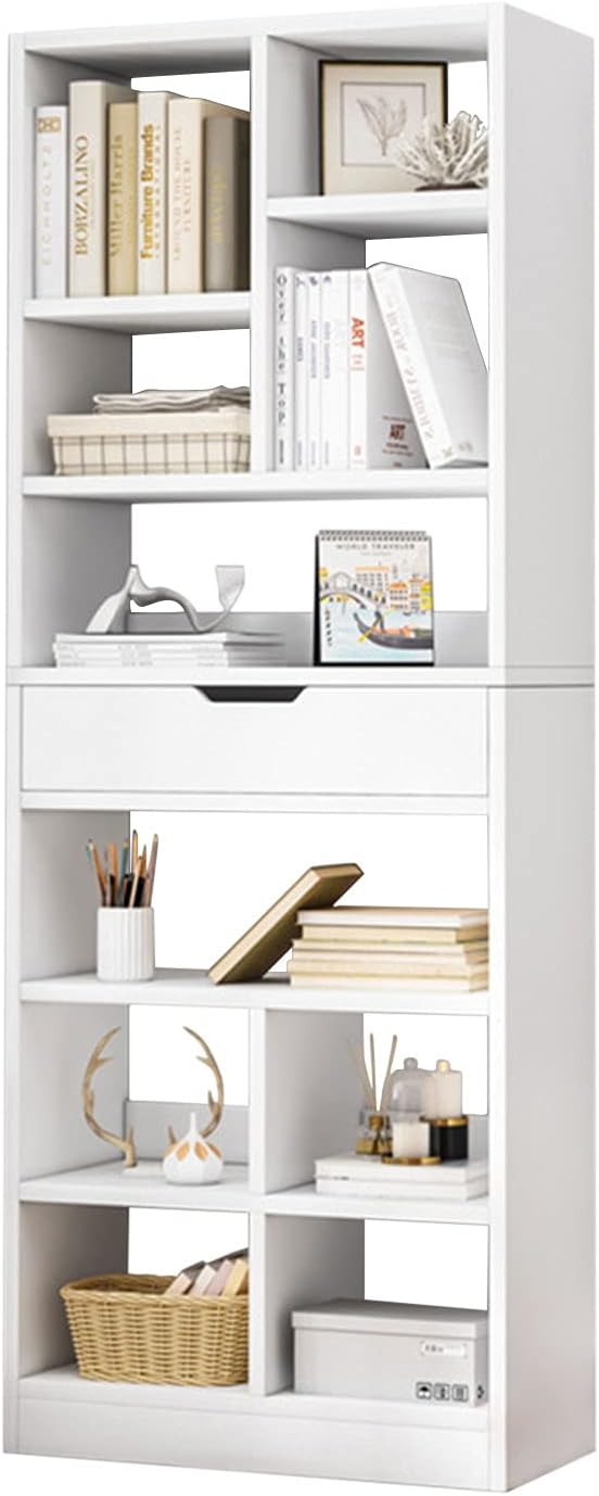 IOTXY Wooden Open Shelf Bookcase - Stylish 71in Storage Solution