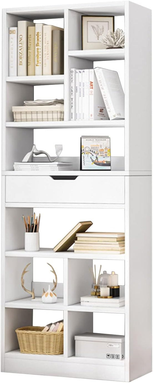 IOTXY Wooden Open Shelf Bookcase - Stylish 71in Storage Solution