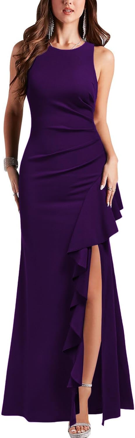 WOOSEA Women's Scoop Neck Sleeveless Bodycon Mermaid Dress