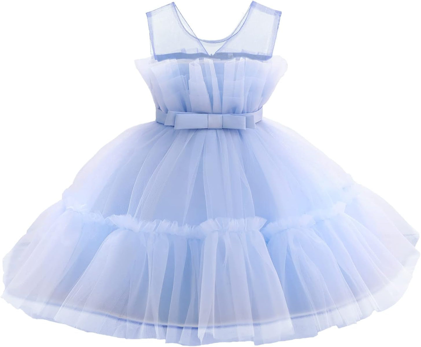 Flower Baby Girl Lace Dress for Toddler Tulle Sleeveless Bow