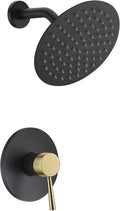 SUMERAIN Single-Function Shower Faucet Set Black and Gold - 8 in Rain