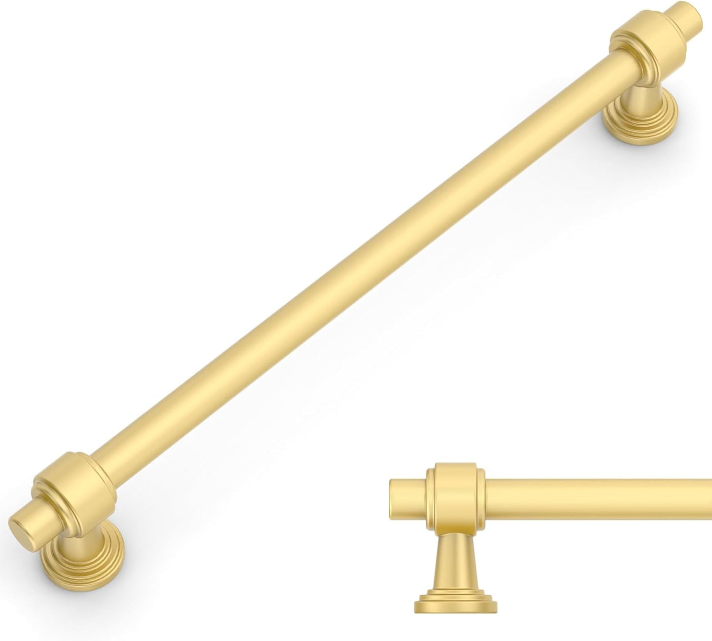 Brushed Gold Cabinet Pulls for Kitchen and Bathroom - 10 Pack