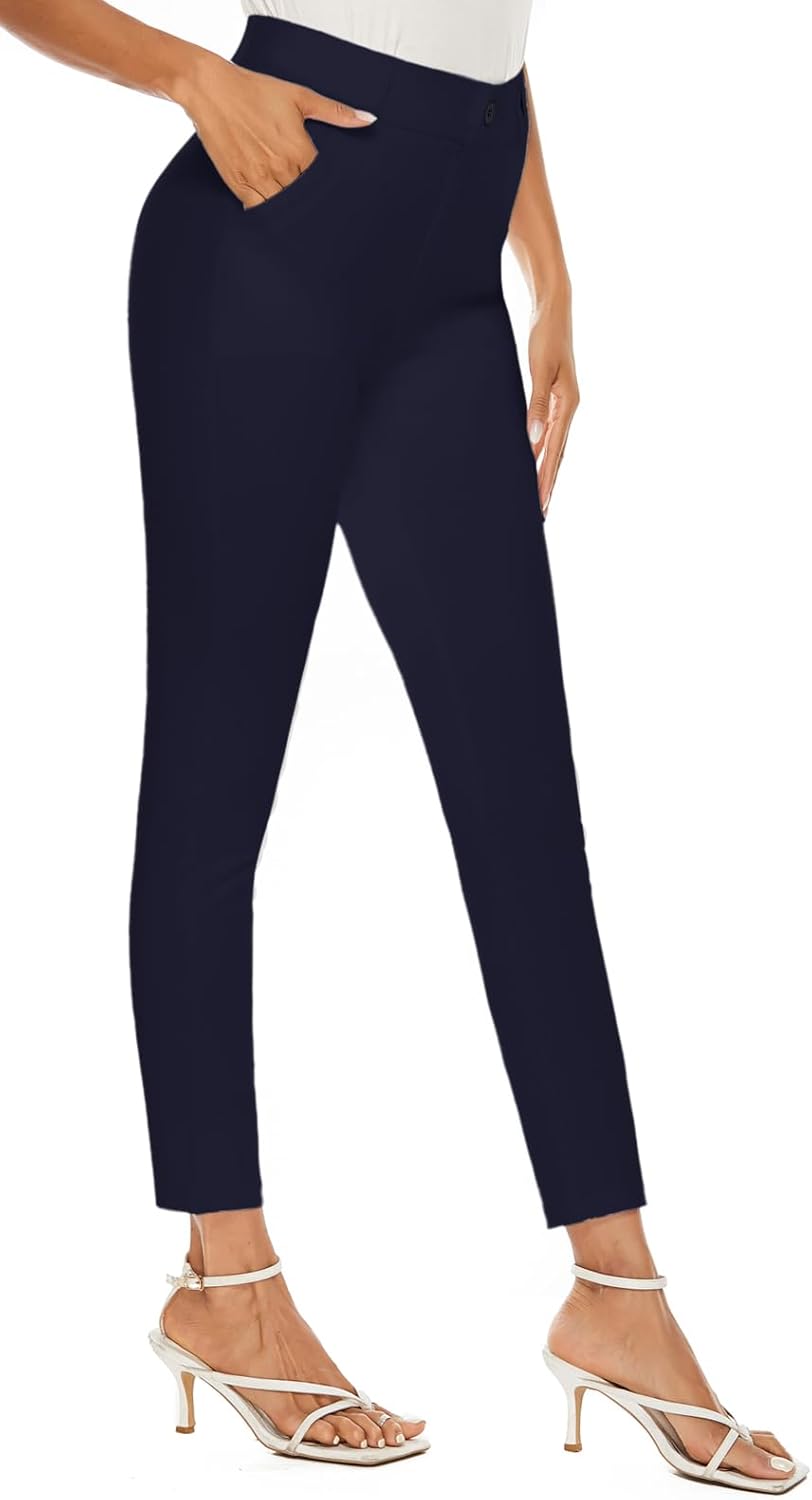 Women's High Waist Skinny Comfy Stretchy Work Pants with Pockets