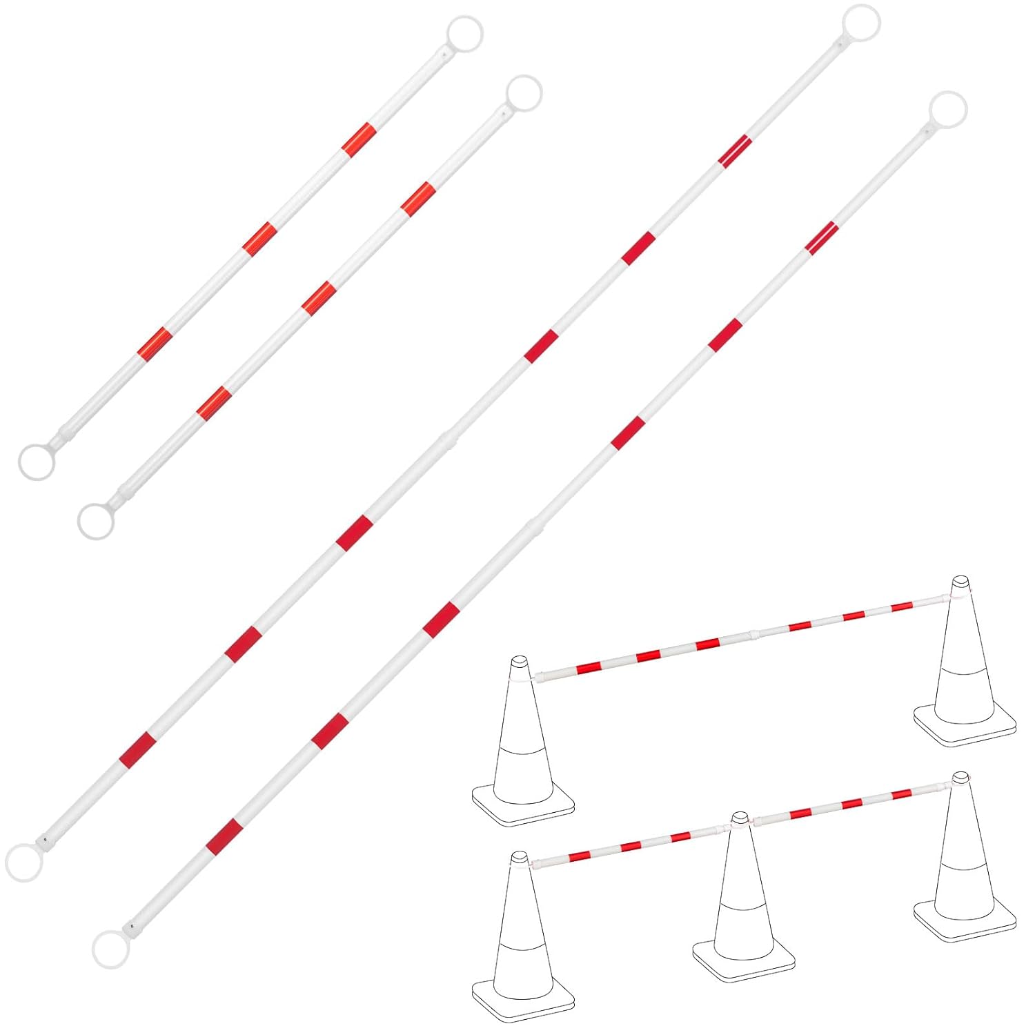 Retractable Traffic Safety Cone Bar Set for Versatile Use