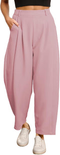 Womens Wide Leg Barrel Pants High Waisted Trousers - Comfortable Work