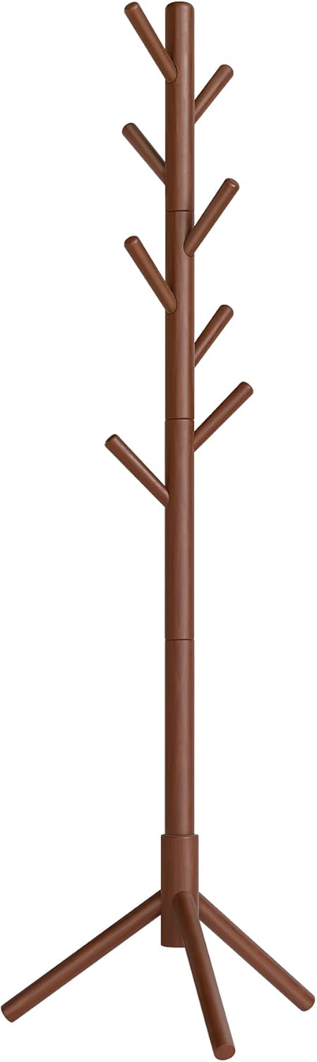 VASAGLE Solid Wood Coat Rack with 8 Hooks for Home Use