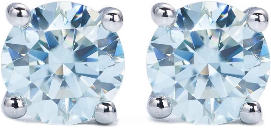 Moissanite Stud Earrings for Women in Sterling Silver - 1-3CT