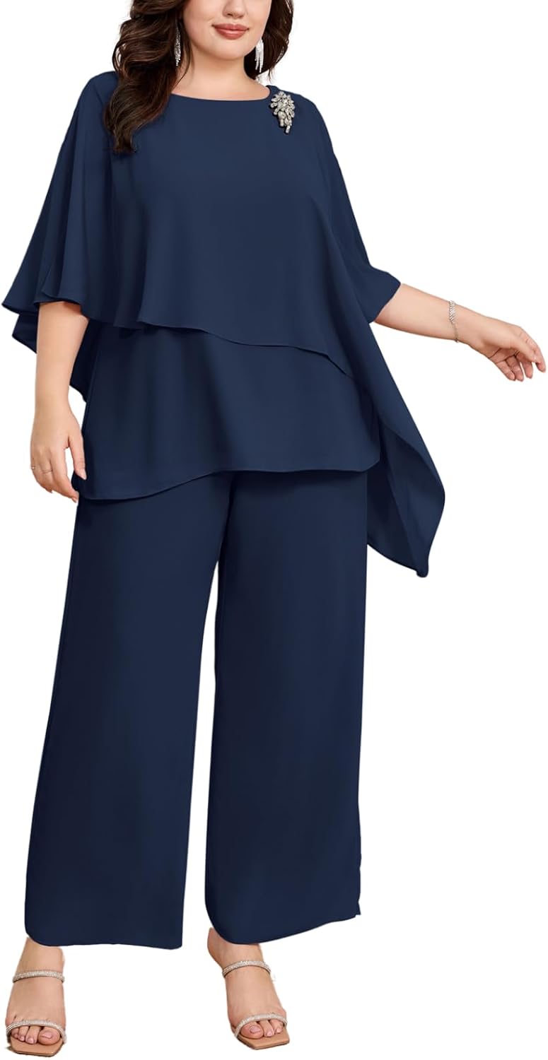 Plus Size Mother of Bride Pant Suits for Elegant Weddings