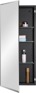 Modern Black Bathroom Medicine Cabinet with Mirror Door Design