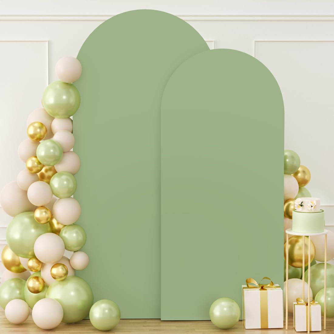 Elegant Wedding Arch Cover Spandex Fitted Sage Green Set