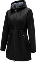 Women's Long Softshell Jacket Waterproof Windproof Hooded