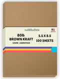 100 Brown Kraft Fiber 80# Cover Paper Sheets 5.5 in x 8.5 in - Rich
