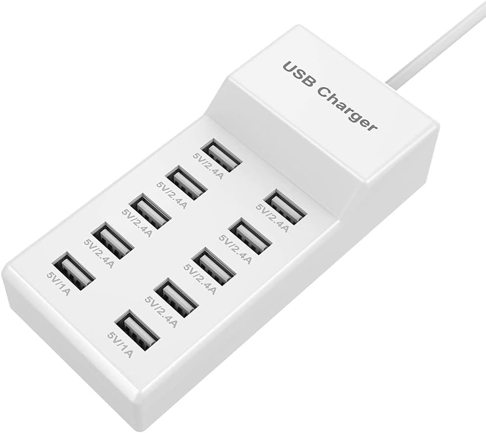 SHANCAO 10-Port USB Wall Charger with Rapid Charging
