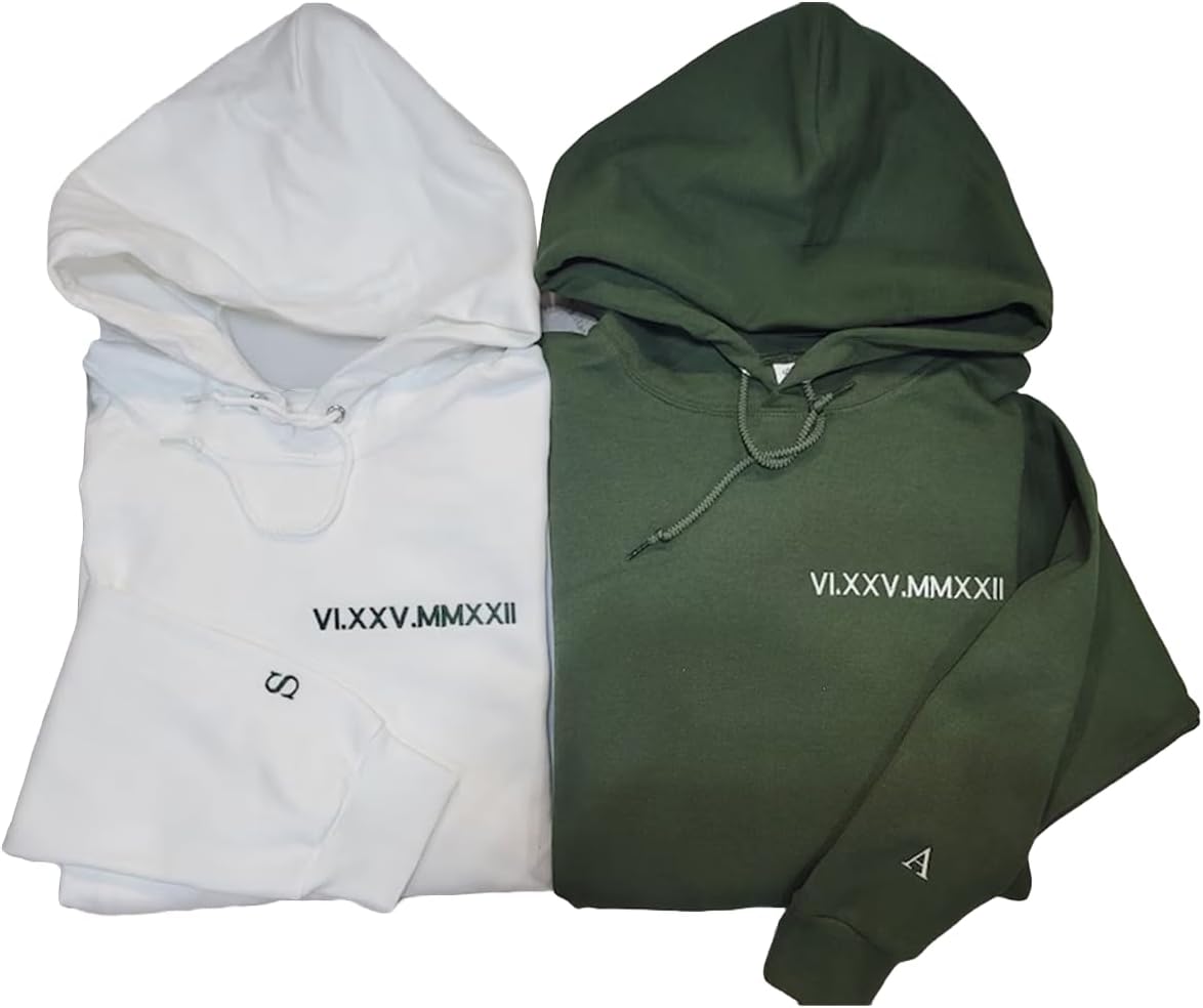 Custom Roman Numeral Hoodie Set - Personalized for Couples | Evamall