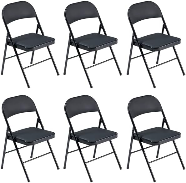 Portable Padded Folding Chairs - 6 Pack, 330lbs Capacity