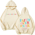 Faith Over Fear Hoodie Womens Christian Graphic Cute Hoodies Cotton