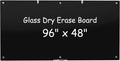 Large Black Glass Dry Erase Board 96 x 48 in - Sleek Magnetic Wall