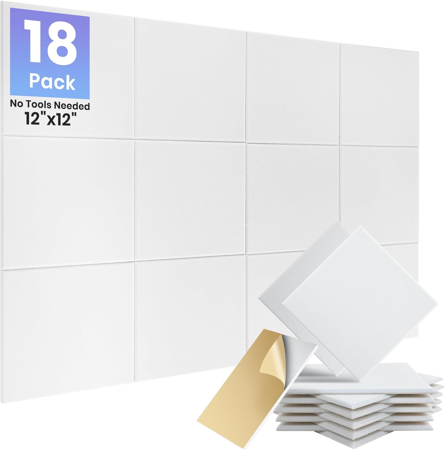 18 Pack Self-Adhesive Acoustic Panels for Superior Sound Absorption