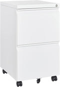 2 Drawer File Cabinet with Lock - Mobile Under Desk Storage