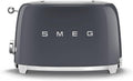Smeg 50fts Style Retro 2-Slice Toaster Grey - Stylish Even Toasting