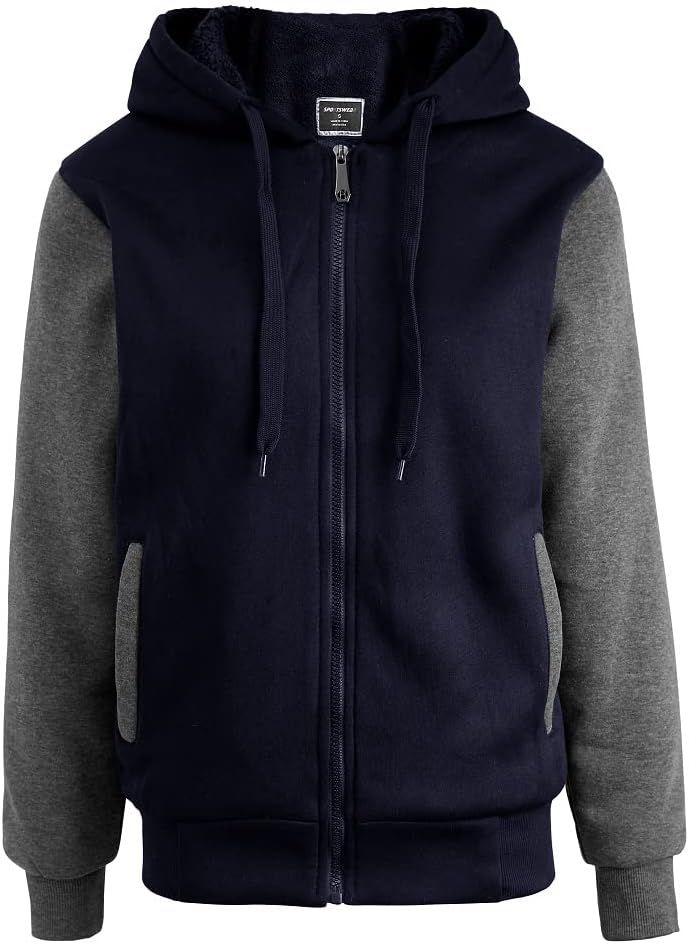 Facitisu Heavyweight Sherpa Lined Fleece Hoodie for Men