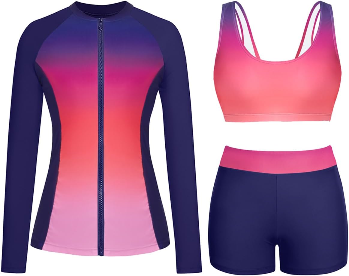 Holipick Long Sleeve Swimsuits for Women - 3 Piece Set