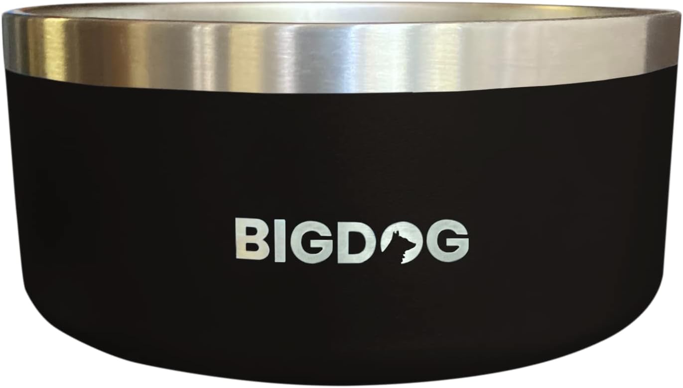 BIGDOG Large Dog Bowls - Stainless Steel, No Spill, 100 Ounce