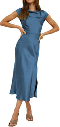 Satin Twist Cap Sleeve Midi Dress - Elegant & Sexy!