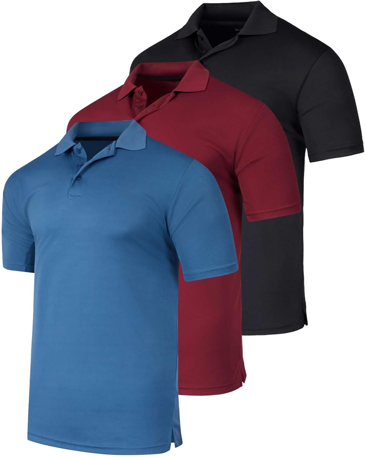 Men's Quick-Dry Athletic Performance Polo Shirt - 3 Pack