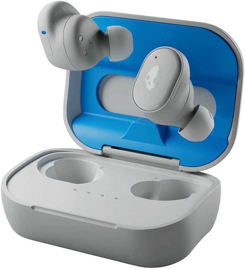 Skullcandy Grind Wireless Earbuds - 40 Hr Battery, Skull-iQ, Alexa, Mic - Light Grey/Blue