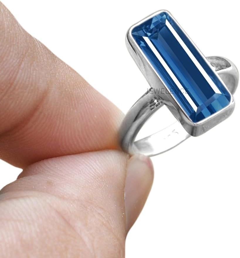 Sterling Silver 925 Ring for Women with Blue Sapphire Gemstone