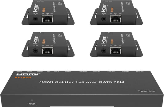 1x4 HDMI Extender Splitter 4K Over Cat6 with 4 Receivers