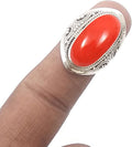 Solid 925 Sterling Silver Rings for Women & Girls - Coral Gemstone