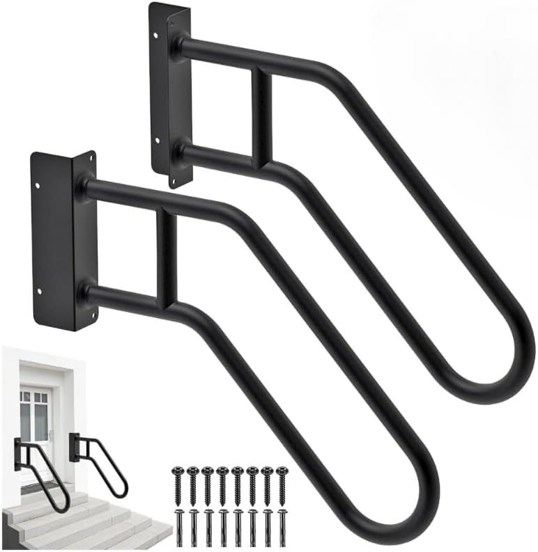 Heavy Duty 28in Handrails for Outdoor Steps - Non-Slip Safety