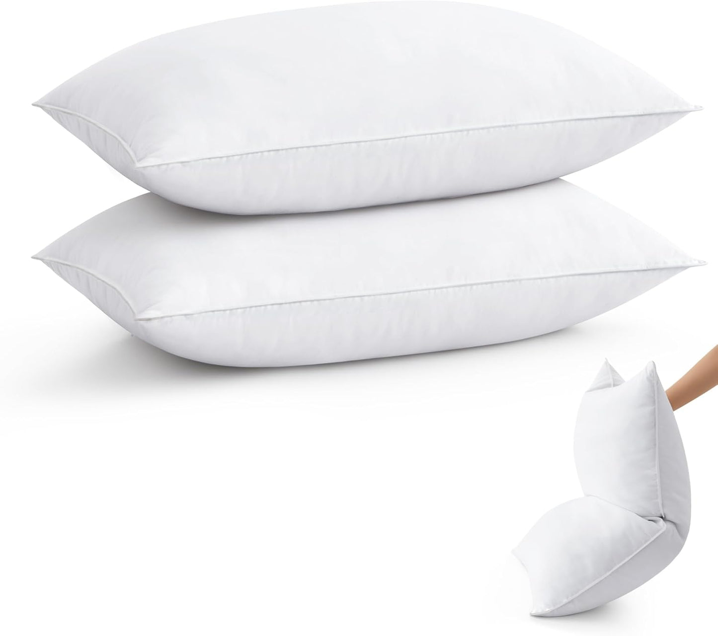puredown Goose Feather Down Pillows Set of 2 for Comfort