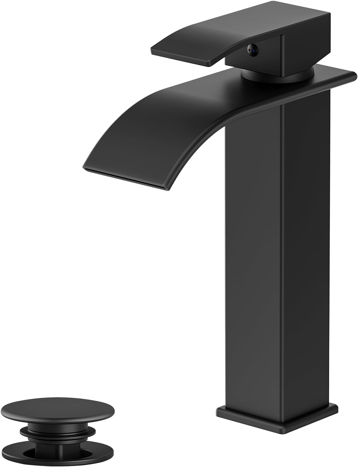 Rywuanku Matte Black Bathroom Faucet with Waterfall Spout Design