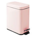 mDesign Pedal Bin Waste Bin with Lid - Compact Light Pink