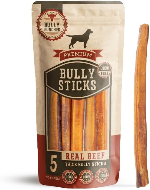 Premium 12 Inch Thick Odor-Free Bully Sticks for Dogs
