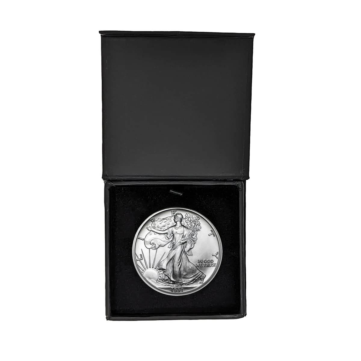 1991 U.S. Silver Eagle Coin in Magnet Close Gift Box