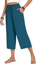 Anyhold Women's Capri Pants Drawstring Casual Palazzo Trousers