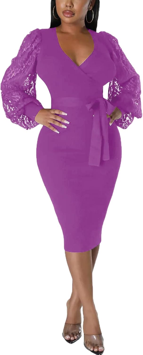BOGURST Semi Formal Church Dresses for Women with Bishop Sleeves