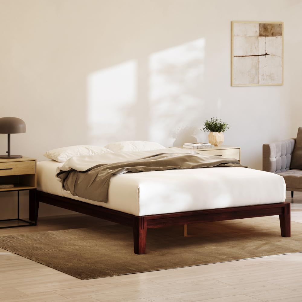 Nectar Bamboo Platform Bed Frame - King - Walnut - Durable Design
