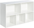Wooden 5-Cube Storage Organizer with Closed Back Panel - Stylish Cubby