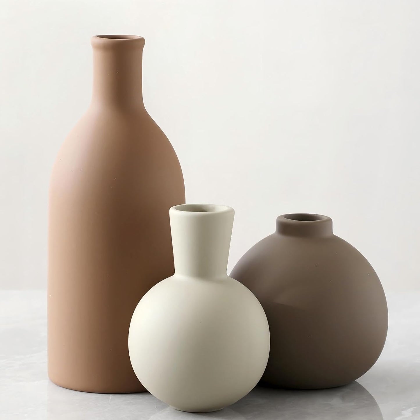 Ceramic Vase Set of 3 for Modern Farmhouse Home Decor