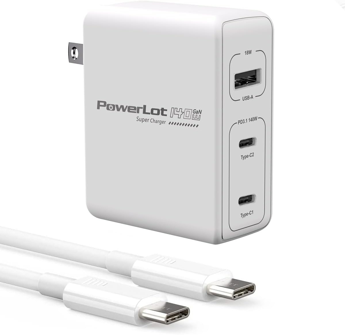 140W GaN PD Power Adapter for MacBook Pro, Dell XPS, iPhone - PowerLot