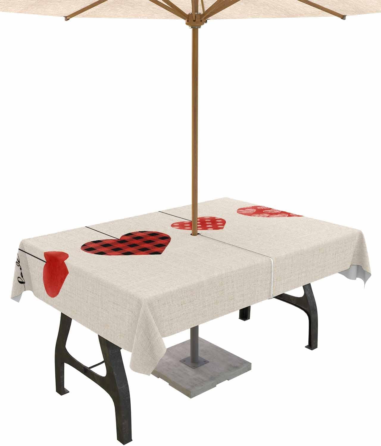 Waterproof Heart Design Tablecloth, 60x84in