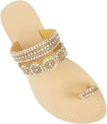 AIJIVOU Women's Rhinestone Flat Sandals - Sparkle Clip Toe Sandals