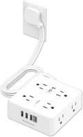 6 Ft Flat Extension Cord Power Strip - 12-in-1 Surge Protector