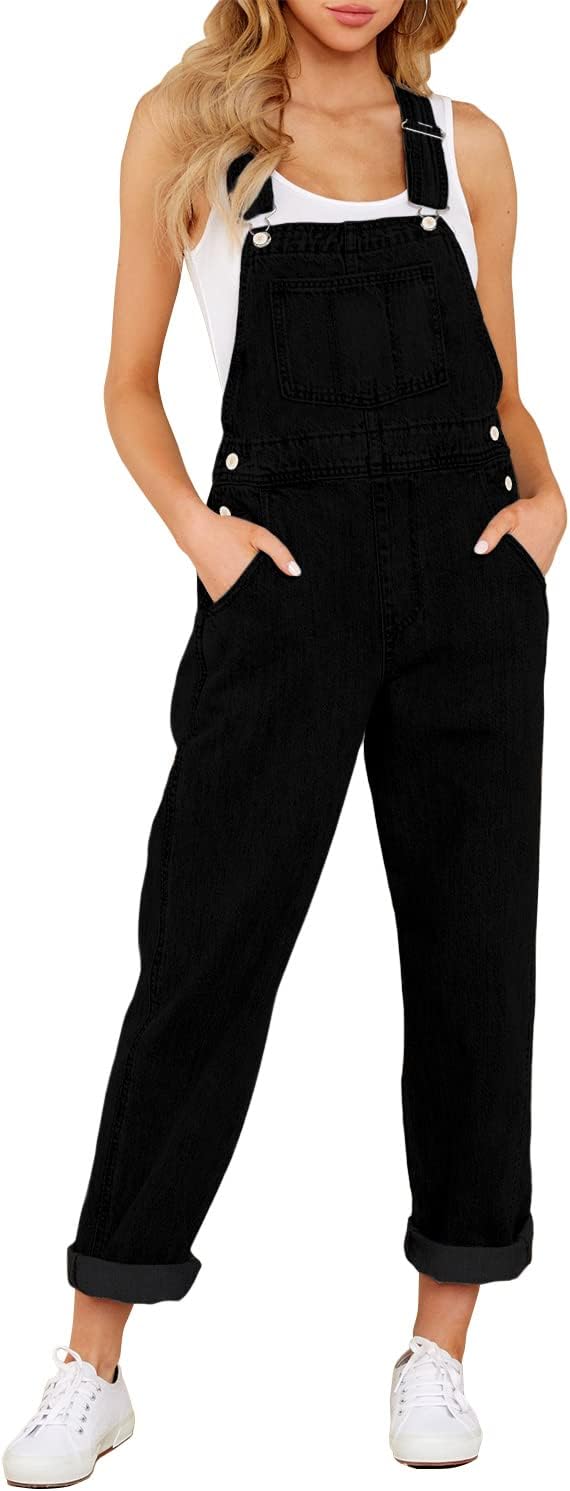 Luvamia Women's Casual Stretch Adjustable Denim Bib Overalls